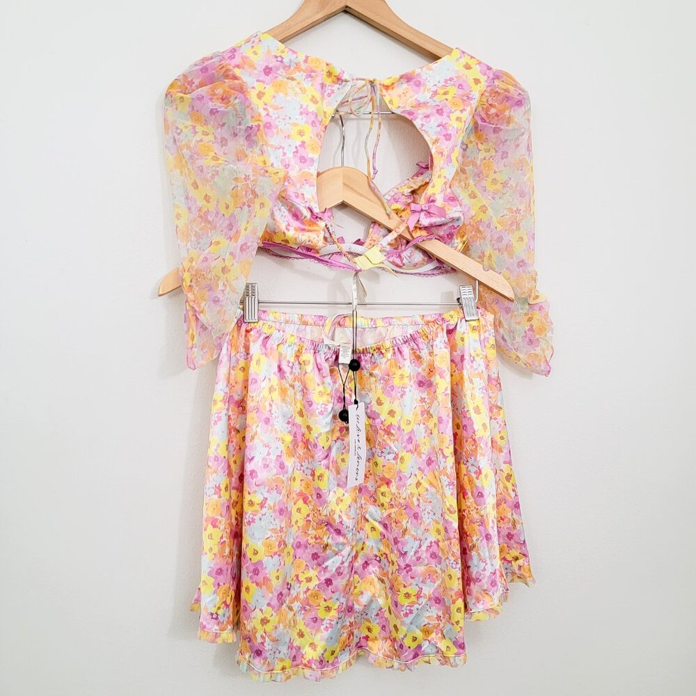 For Love and Lemons Pastel Punch Crop Top and Skirt Set Small NWT - Picture 7 of 11